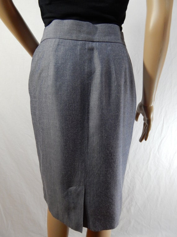 1980's Blue Grey PENCIL SKIRT Size 6 small - image 4