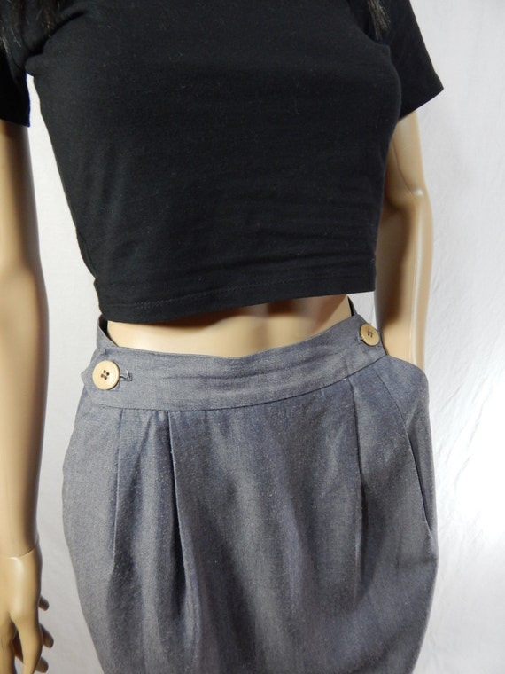 1980's Blue Grey PENCIL SKIRT Size 6 small - image 3