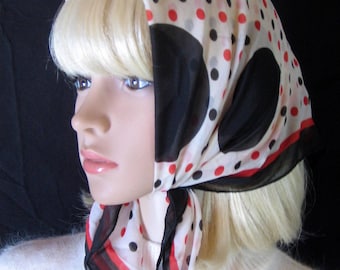 Black and Red POLKADOT SCARF made in Japan