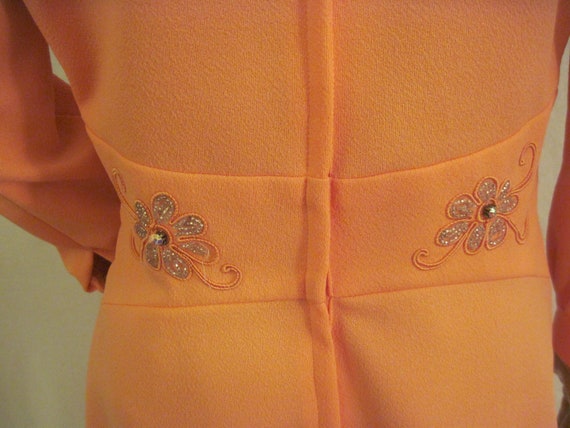 1970's PEACH Polyester DRESS Semi Formal Size sma… - image 8
