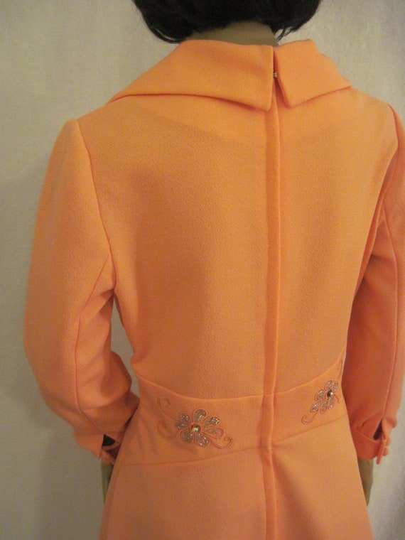 1970's PEACH Polyester DRESS Semi Formal Size sma… - image 7