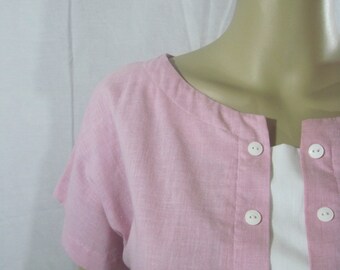 1980's Pink & White Dress by UPPER CRUST size 18 large