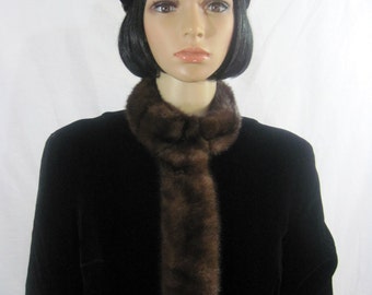 1960's MINK & VELVET Crop JACKET by Lee Jordan of New York size 14 medium