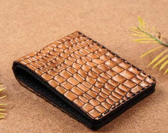 Handmade Dragon Embossed Leather Bifold Wallet – Fantasy Gift for Him