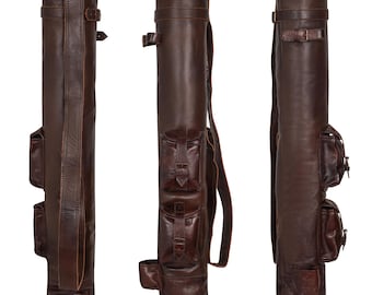 Handmade Cowhide Leather Golf Bag – Chocolate Brown | Dual Pockets & Adjustable Shoulder Strap | Custom Golf Gift for Dad, valentines day