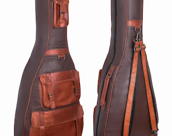Handmade Retro Leather Guitar Case, Custom Guitar Gig Bag, Acoustic & Electric Guitar Bag, Leather Guitar Backpack Gift, Valentines Day Gift