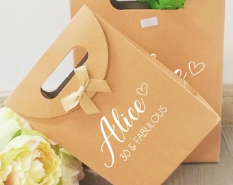 Sac cadeau prénom personnalisé, Sacs cadeaux avec cordelette, Emballage écologique et recyclable, Sac cadeau, Anniversaire, Mariage, Anniversaire