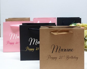 Personalized Name Gift Bag, Happy 21st Birthday Party Favor Bags,  Special Birthday Gifts For Her
