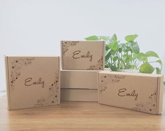 Various Size Kraft Empty Gift Box, Luxury Design Name Gift Box, Birthday Wedding Cardboard, Personalized Party Favor Box, For Any Occasion