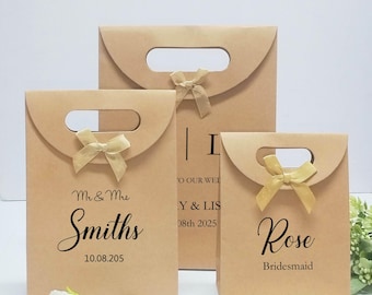 Kraft Gift Bag With Ribbon, Personalized Wedding Favor Bags, Baby Shower Gift Bags, Welcome To Party Bags, Unique Thank You Gifts Favor Bags