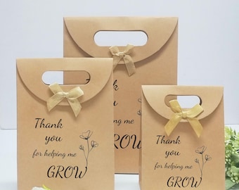 Thank You For Helping Me Grow Favor Bags, Custom Thank You Gift Bags, Gift for Teacher, Gift for Caregiver, Thanksgiving Day Gift Ideas