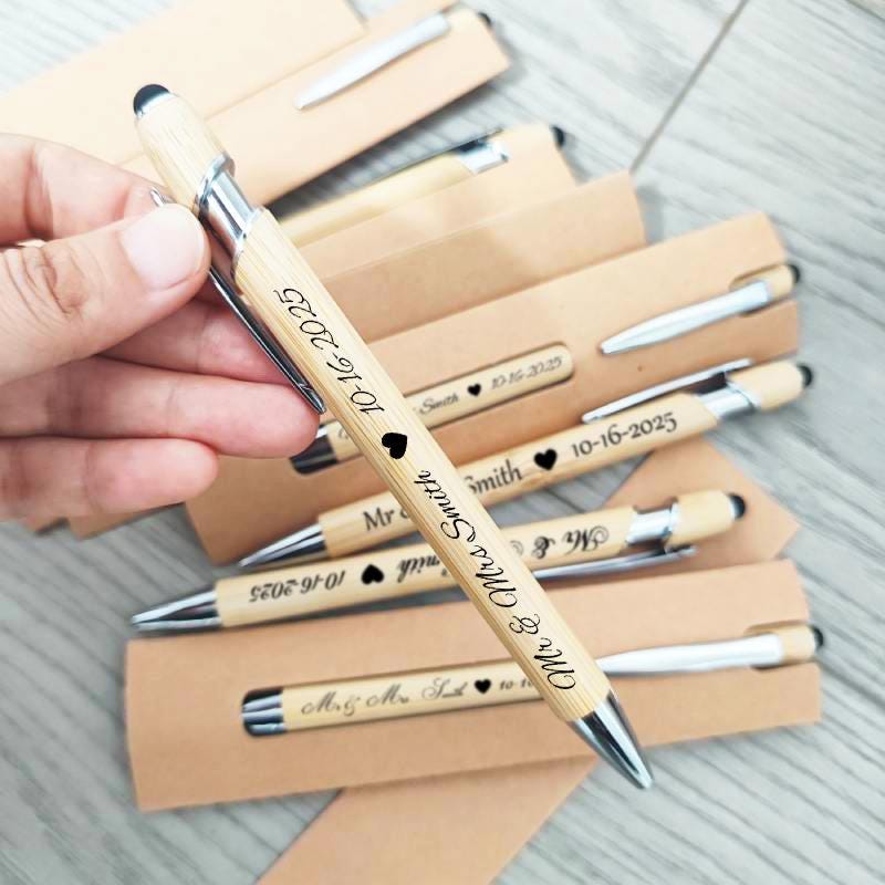Personalized Wedding Pen, Custom Wood Pen, Wedding Favors for Guests in Bulk, Mr & Mrs Pen, Personalized Engraved Wedding Wooden Pen