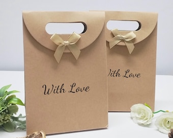 Custom Gift Bags, Gift Paper Bags With Ribbon, Small Kraft Paper Gift Bag, Thank You Gift Bags, Birthday Gift Bags, Personalized Favor Bags