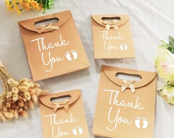 Thank You - Personalized Baby Shower Favours Gift Bag, Medium, Small, Baby Feet Kraft Paper Gift Bag,  Baby Shower, New Parents, Mom&Dad