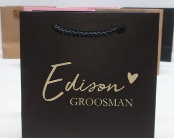 Personalized Groomsmen Gift Bag, Best Man, Wedding Party Favor Bag, Luxury Gift Bags, Engagement Party Gift Bags, Maid Of Honor Gift Bag