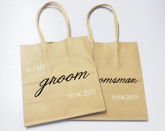 Personalized Name Groom Gift Bag, Wedding Favor Gift Bag, Personalized Gift Bag, Groomsmen Sturdy Bag, Empty Gift Bags With Handle, For Him