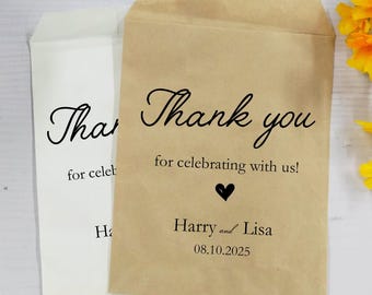 Thank You Wedding Cookie Bag, Custom Name Favor Bag, Wedding Treat Bags, Donut Bags, Bridal Shower Favor Bag, Goodie Bags, Thank You Gift