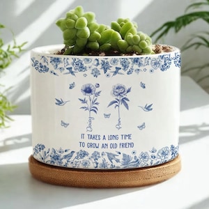 Vaso de cerâmica personalizado: Toile De Jouy Flor do mês de nascimento