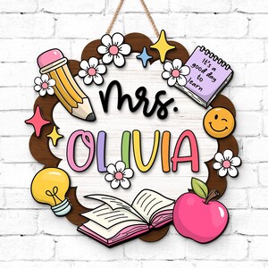 Personalized 3D Teacher Door Hanger: Classroom Decor Sign