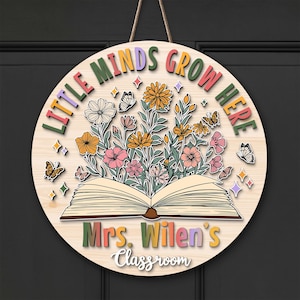 Personalized 3D Teacher Door Hanger: Classroom Decor Sign