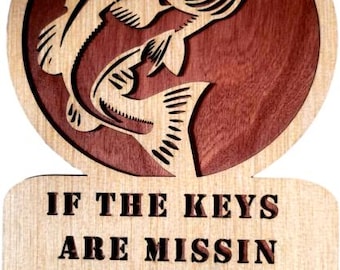 Gone Fishing Key Holder SVG | Bass Fish Laser Cut File | 3-Layer Sign or Key Rack | Digital Download