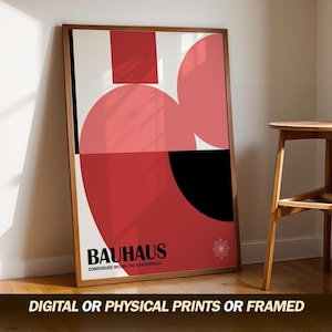Bauhaus Red Poster, Modern Geometric Wall Art, Minimalist Abstract Decor, Retro Inspired Design, Bold Contemporary Art Print