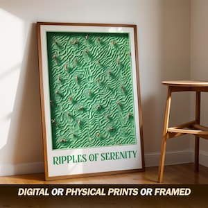 Póster "Ondas de Serenidad", Impresión artística de Aguas Tranquilas, Decoración de Pared Verde Moderna, Diseño de Olas Relajantes, Regalo Único, Obra de Arte Estética y Serena