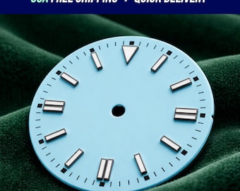 28.5MM Sky Blue Luminous Blue Watch Dial Date for NH35/NH36/2815/2836 US