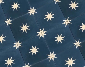 Miniature Dollhouse Card Stock Tile - Navy Blue Modern Star Tile
