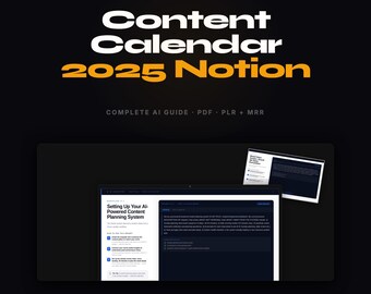 Calendario dei contenuti 2025 Notion / Guida digitale + Modello Canva / Download immediato