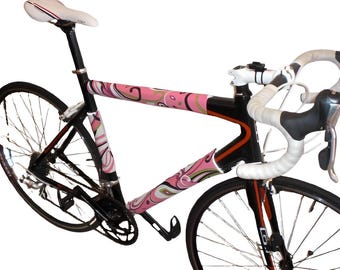 Envolturas reflectantes para cuadros de bicicleta: decoración reversible de seguridad para ciclismo en color rosa