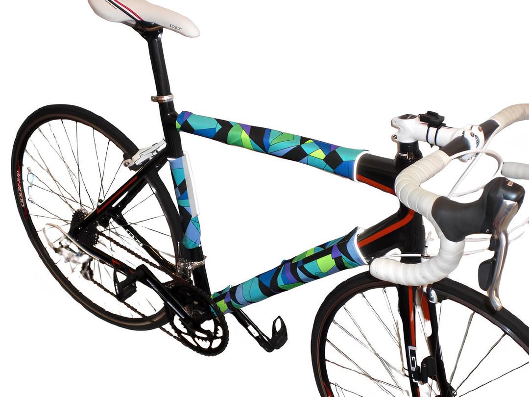 Reflective Bike Frame Wraps: Green Maze Reversible Cycling Safety Decor ...