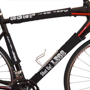 Reflective Bike Frame Wraps: &#39;Shut Up Legs!&#39; Reversible Cycling Safety Accessory