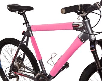 Różowe odblaskowe owijki na ramę roweru: dwustronne zabezpieczenie rowerowe