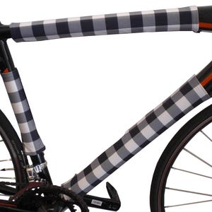 Black and White Checkers Bike Frame Wraps: Reflective Cycling Safety