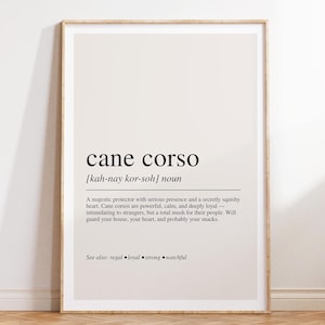 Cane Corso Definition Print, Cane Corso Gift, Dog Lover Wall Art, Cane Corso Decor