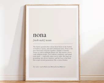 Nona Definition Print: Oma Geschenk, Muttertag Wandkunst