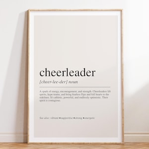 Cheerleader Definition Druck, Sport Hobby Wandkunst, moderne Typografie Poster