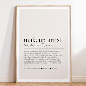 Makeup Artist Definition Print, Makeup Artist Gift, Beauty Decor, Makeup Wall Art