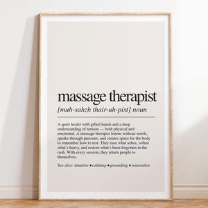 a poster with the words massage therapist on it