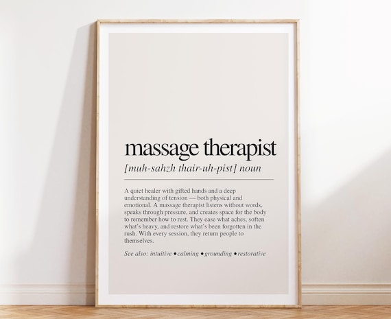 Massage Therapist Definition Print, Therapist Gift, Spa Decor, Relaxation Wall Art