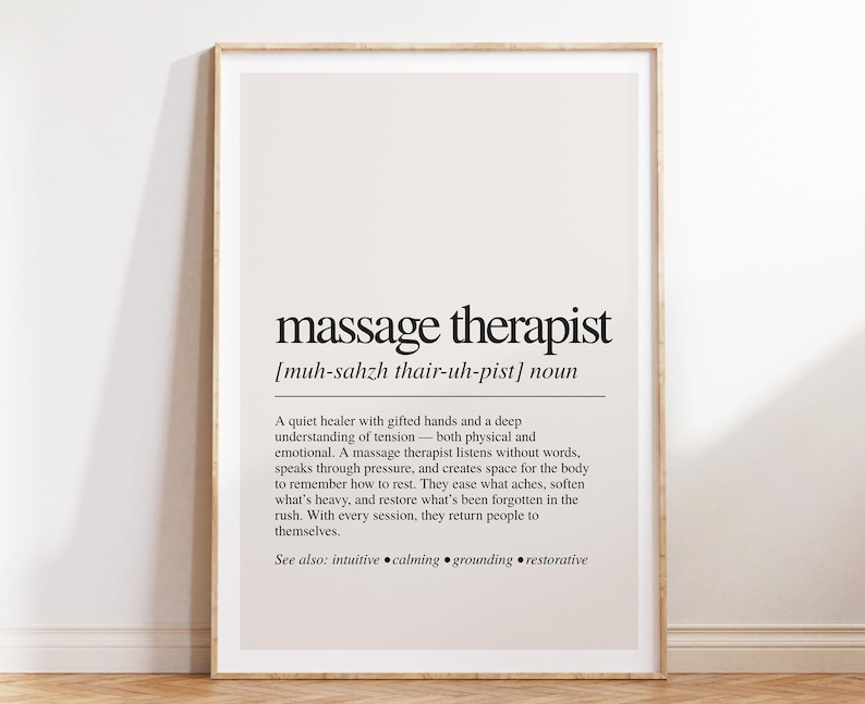 a poster with the words massage therapist on it