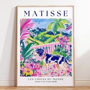 Matisse Beagle Art Print: Colorful Tropical Island Dog Wall Art