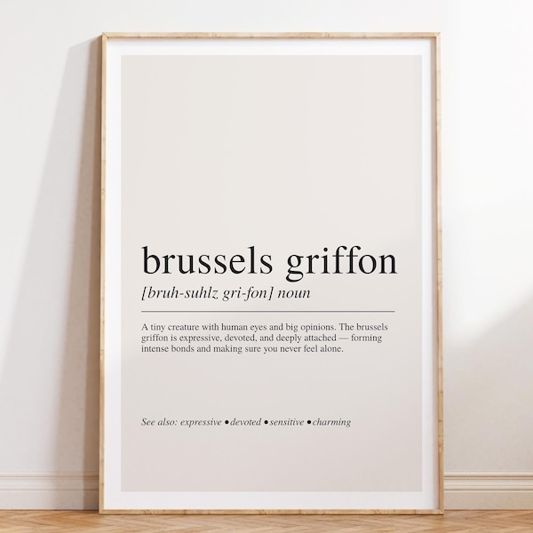 Brussels Griffon Definition Print, Dog Breed Wall Art, Modern Typography Poster