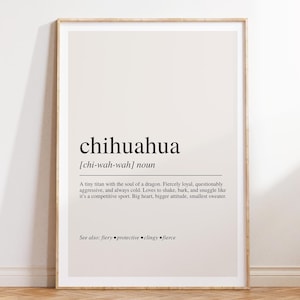 Chihuahua-definitieprint, chihuahuacadeau, hondenliefhebber kunst aan de muur, decor chihuahua
