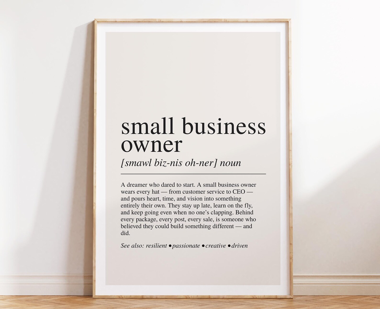 Small Business Owner Definition Print: Entrepreneur Office Decor
