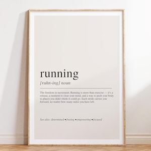 Impresión de definición de carrera, arte mural motivacional para corredores y gimnasios en casa.
