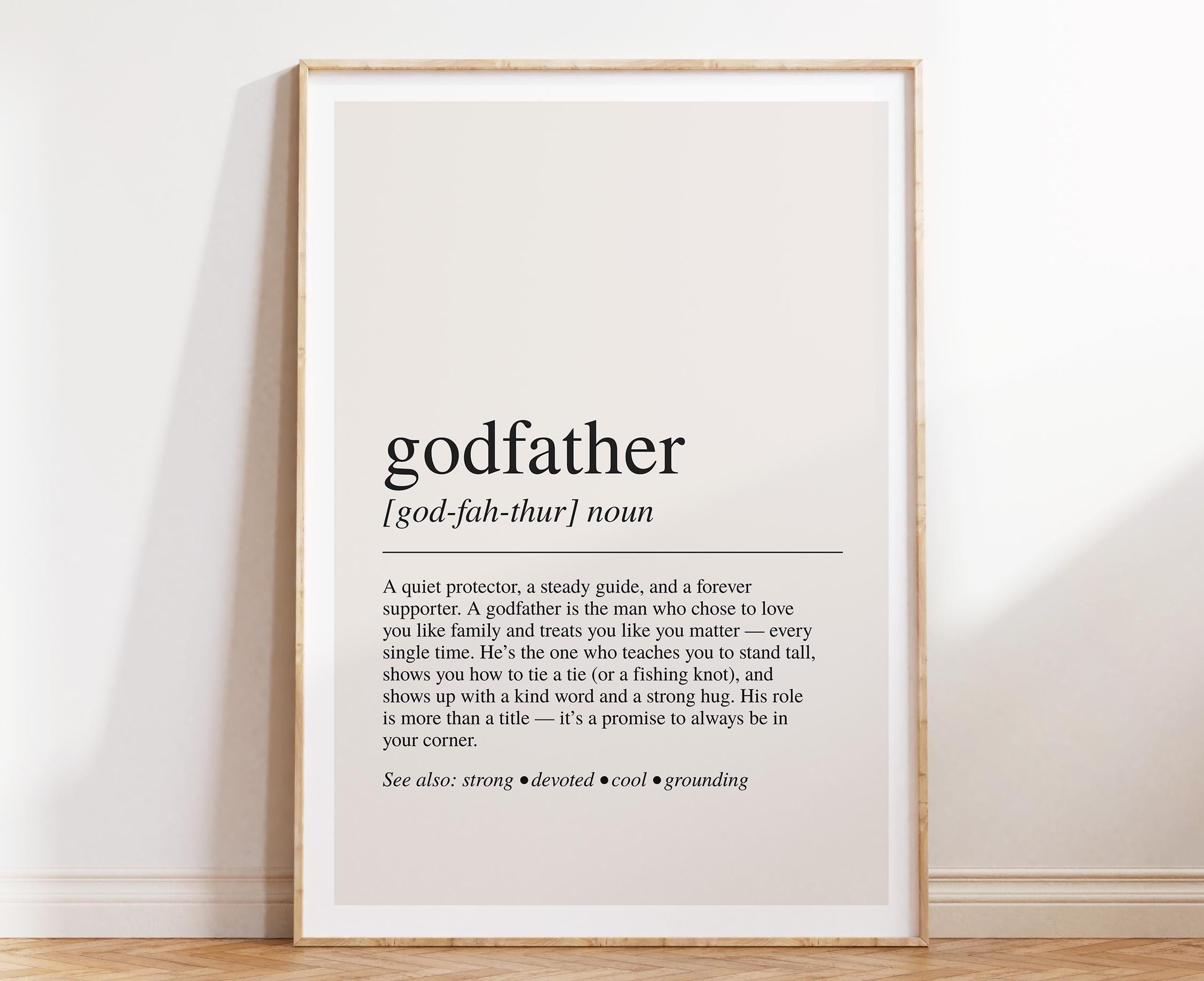 Godfather Definition Print, Dictionary Poster, Quote Wall Art, Gift for Godfather, Baptism Gift, Fathers Day Gift