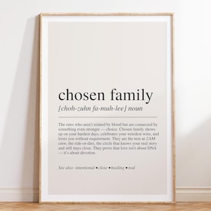 Auserwählte Familie Definition Druck, Wörterbuch Poster, Zitat Wandkunst, auserwählte Familie Geschenk, Sentimental Art, modernes Dekor