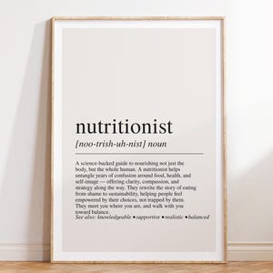 a white framed poster with the words nutritious on it